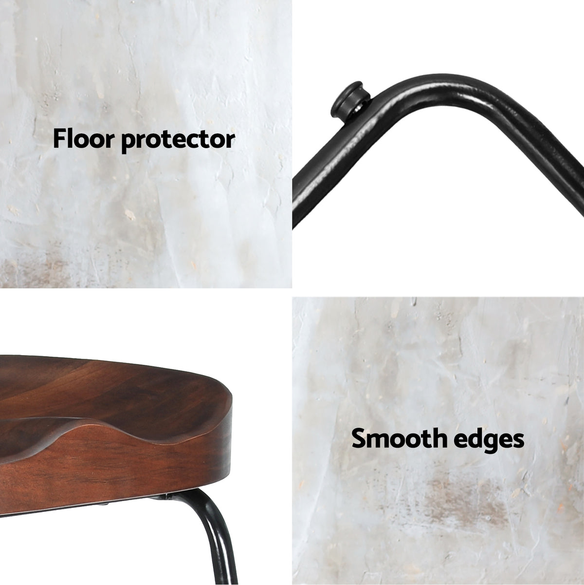 Poppy Wooden Counter Stool - Black (Set of 2)