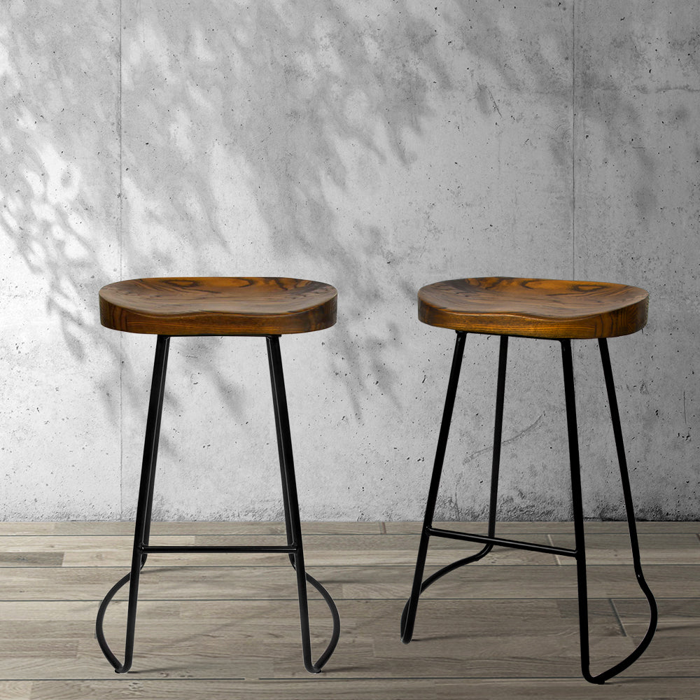 Poppy Wooden Counter Stool - Black (Set of 2)