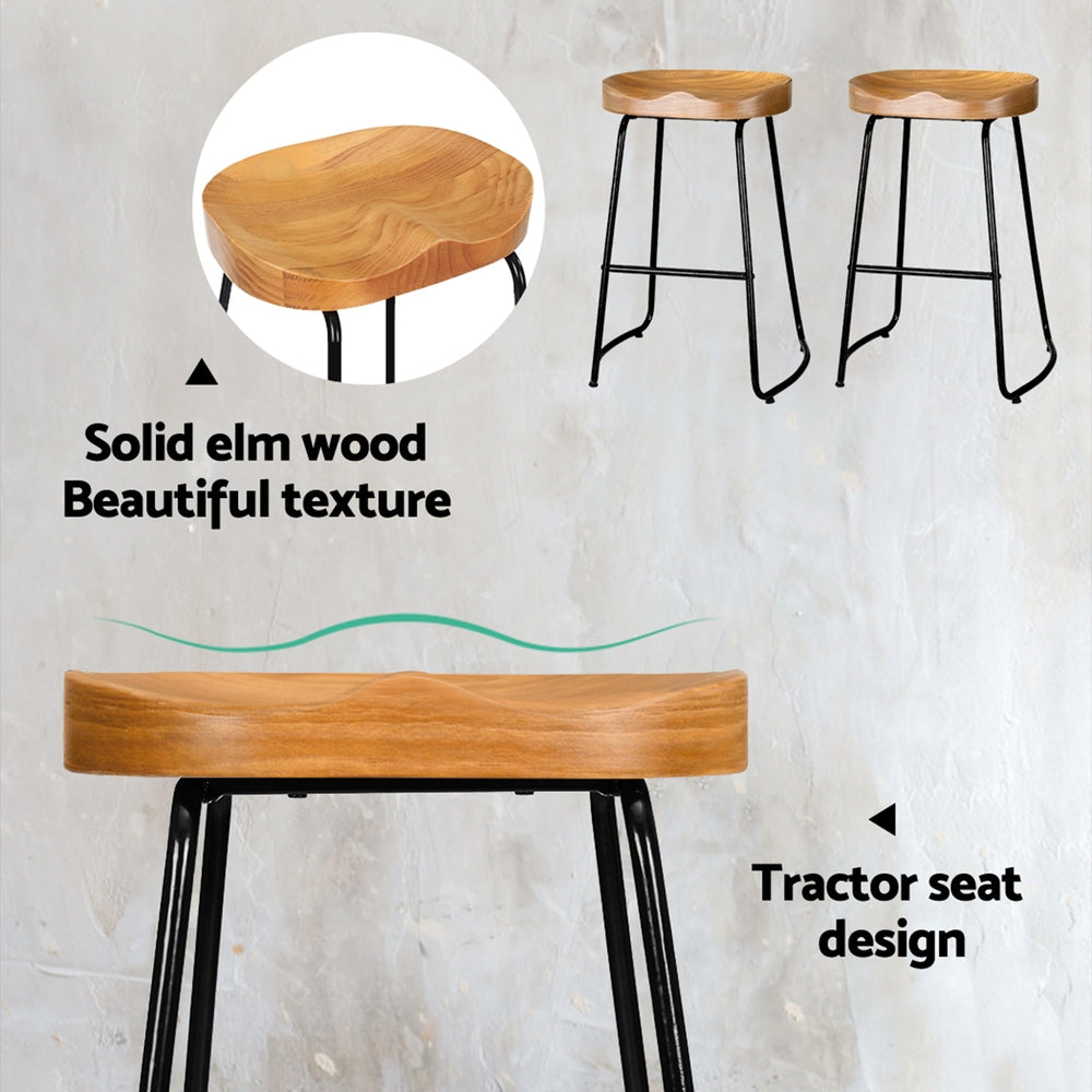 Poppy Wooden Counter Stool - Natural / Black Legs (Set of 2)