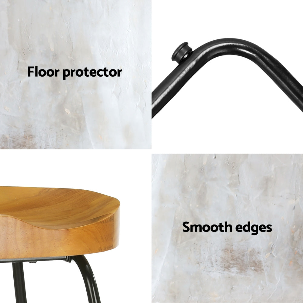 Poppy Wooden Counter Stool - Natural / Black Legs (Set of 2)