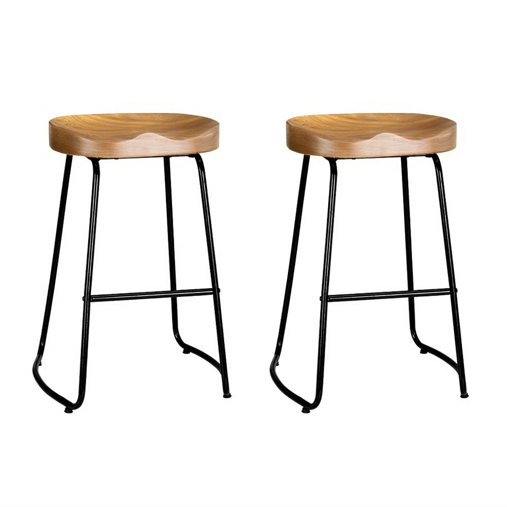 Poppy Wooden Counter Stool - Natural / Black Legs (Set of 2)