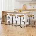Poppy Wooden Counter Stool - Natural / Black Legs (Set of 4)