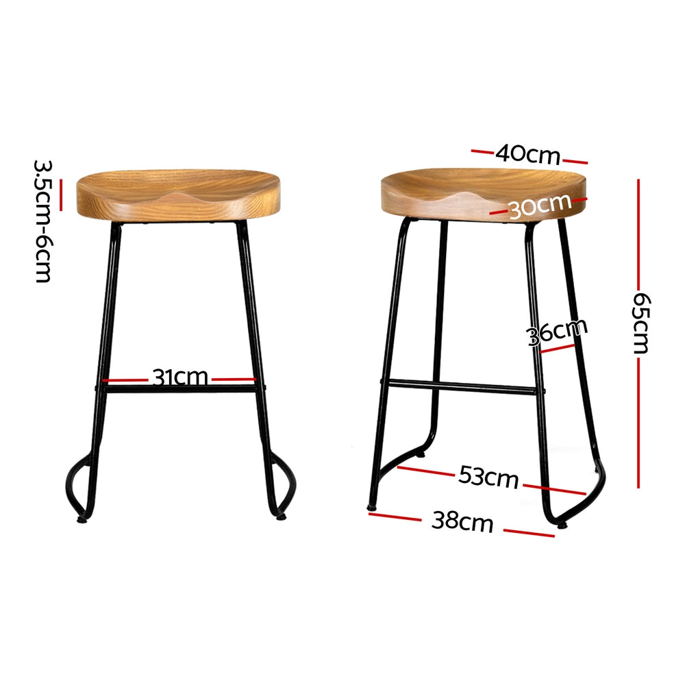 Poppy Wooden Counter Stool - Natural / Black Legs (Set of 4)