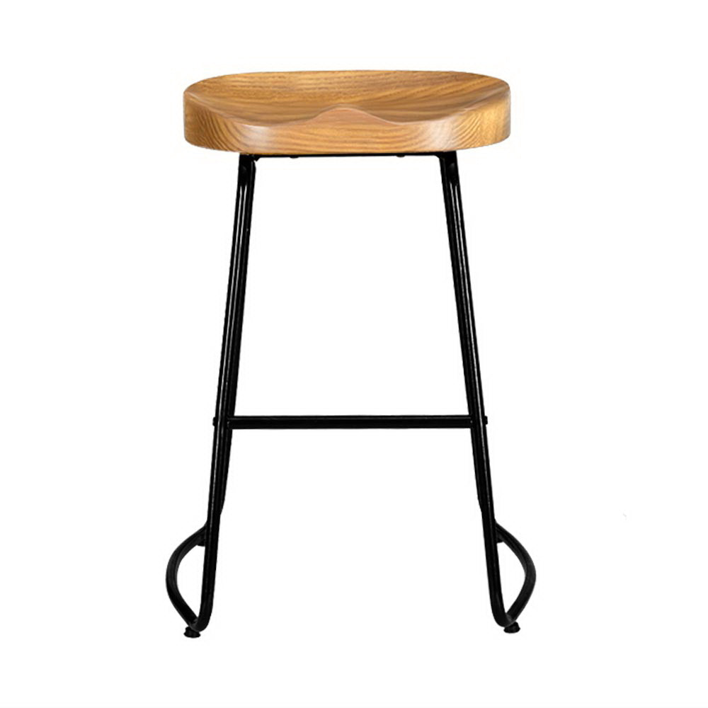 Poppy Wooden Counter Stool - Natural / Black Legs (Set of 4)