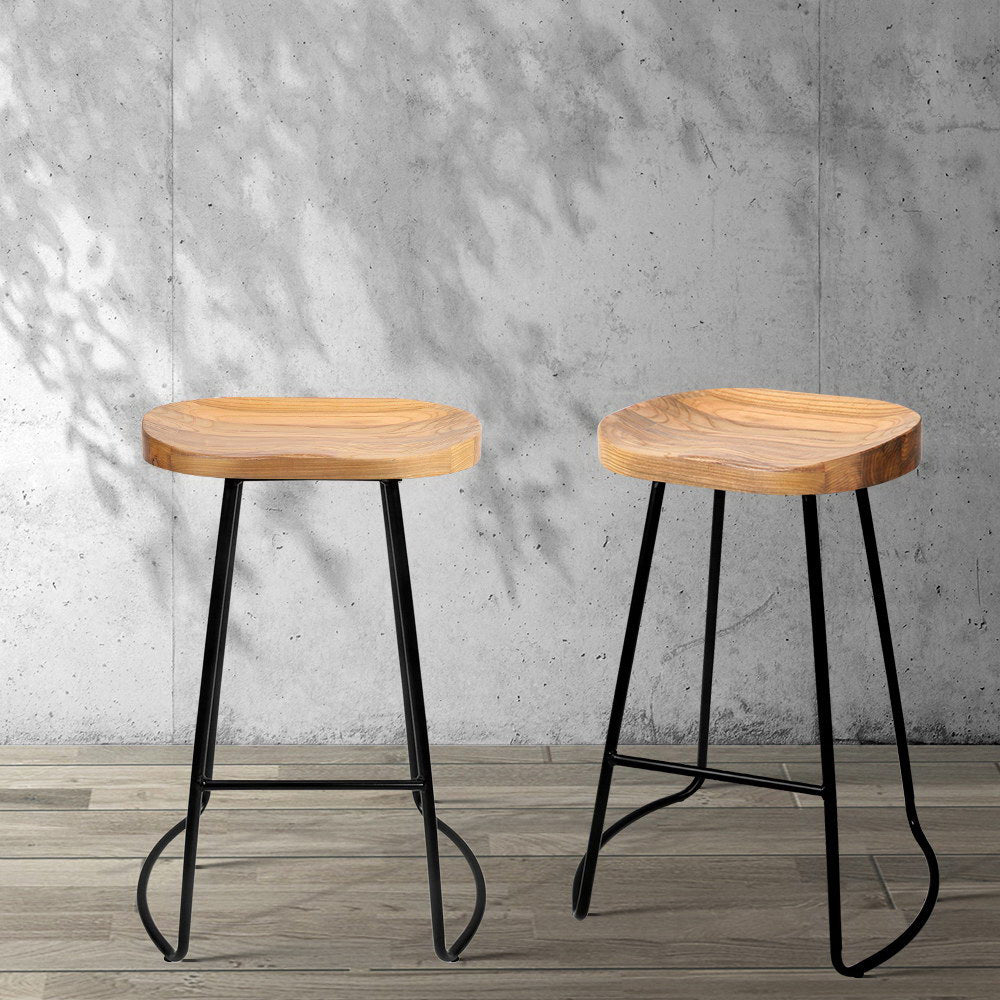 Poppy Wooden Counter Stool - Natural / Black Legs (Set of 4)