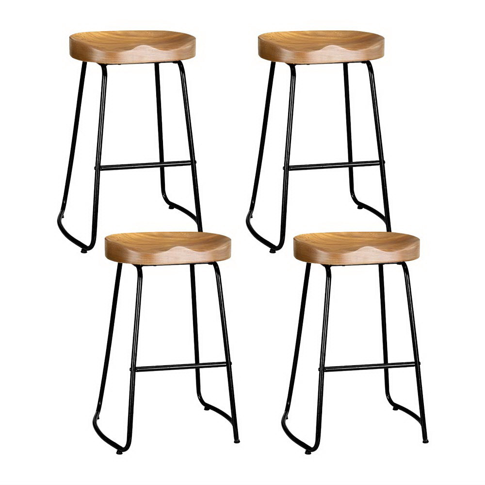 Poppy Wooden Counter Stool - Natural / Black Legs (Set of 4)