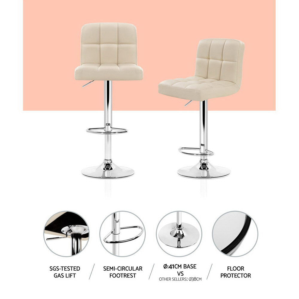 Samuel PU Leather Counter Stool - Beige (Set of 2)