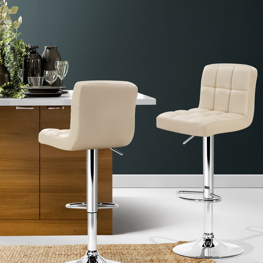 Samuel PU Leather Counter Stool - Beige (Set of 2)