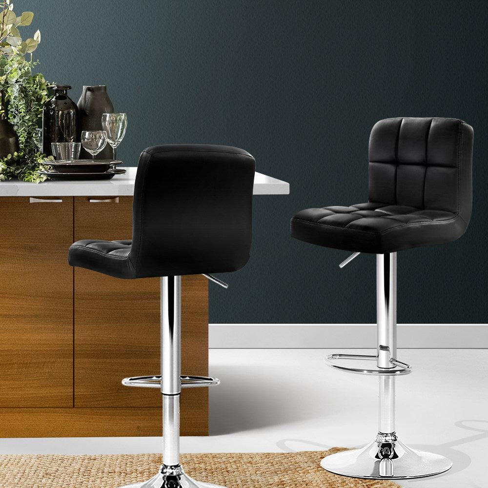 Samuel PU Leather Counter Stool - Black (Set of 2)