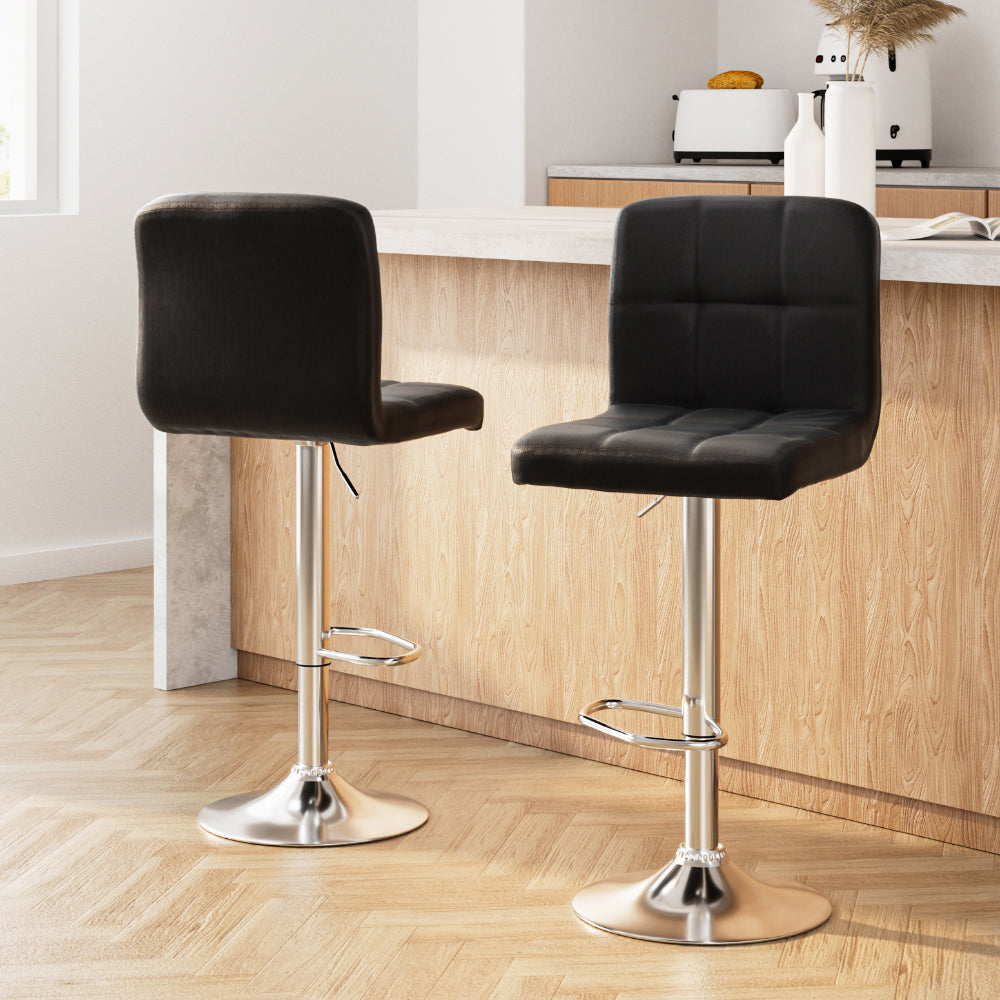 Samuel PU Leather Counter Stool - Black (Set of 2)