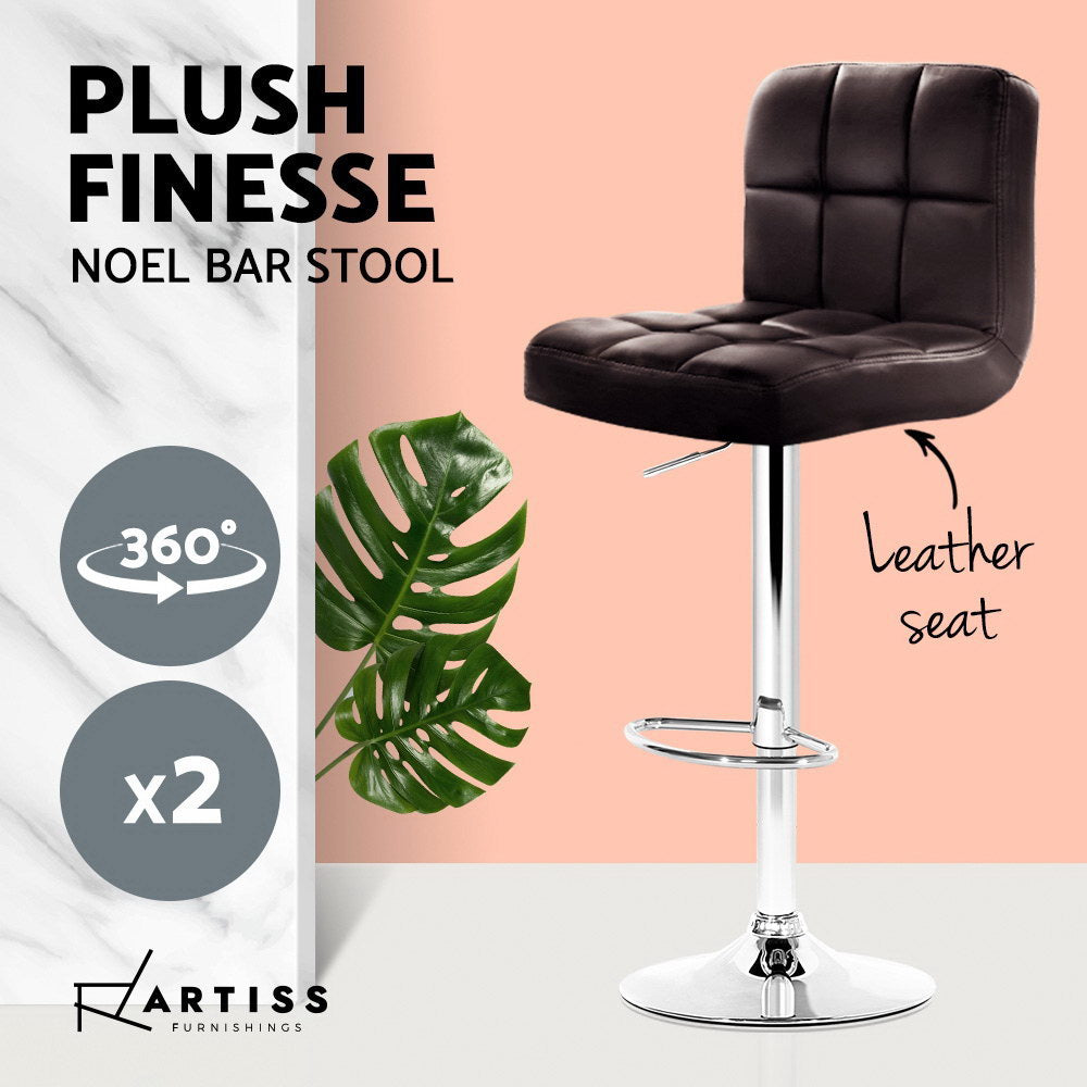 Samuel PU Leather Counter Stool - Brown (Set of 2)