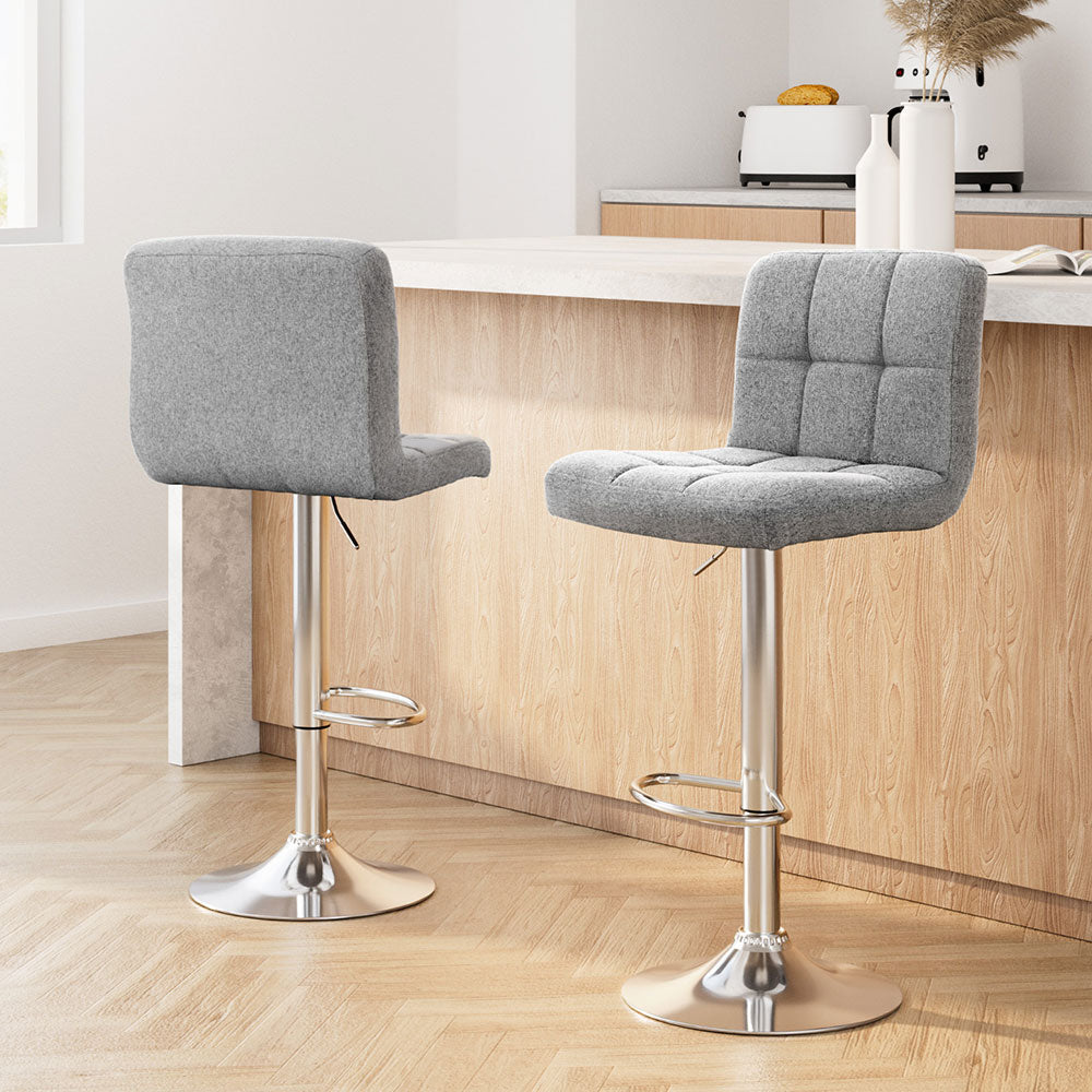 Samuel Fabric Counter Stool - Grey (Set of 2)