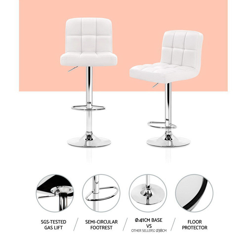 Samuel PU Leather Counter Stool - White (Set of 2)