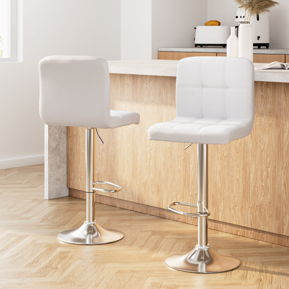 Samuel PU Leather Counter Stool - White (Set of 2)