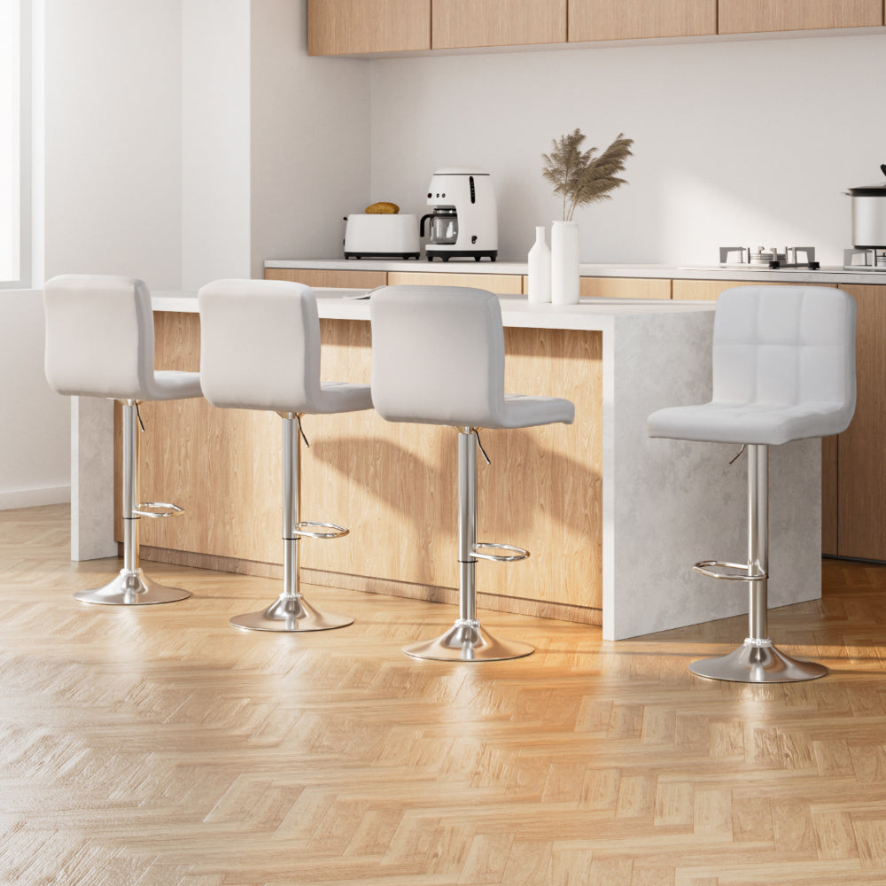 Samuel PU Leather Counter Stool - White (Set of 4)