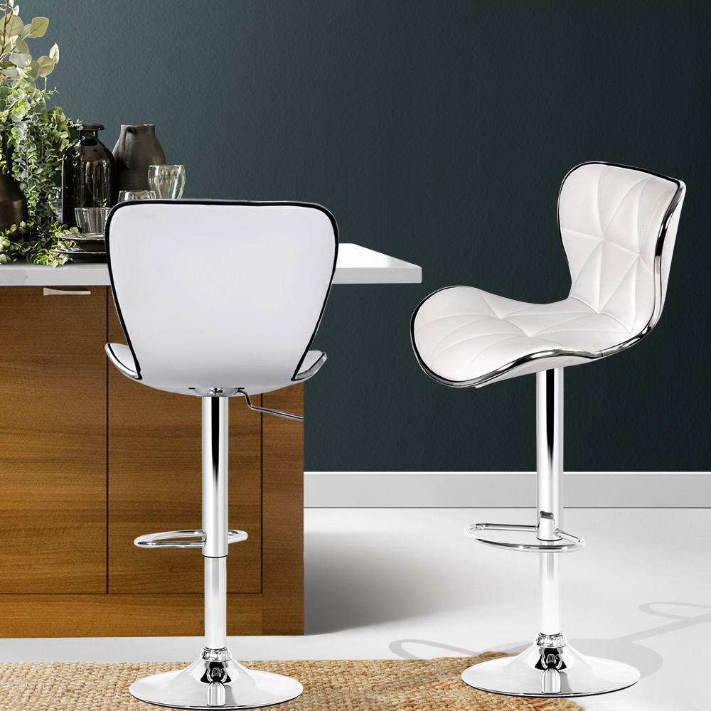 Freya PU Leather Counter Stool - White (Set of 2)