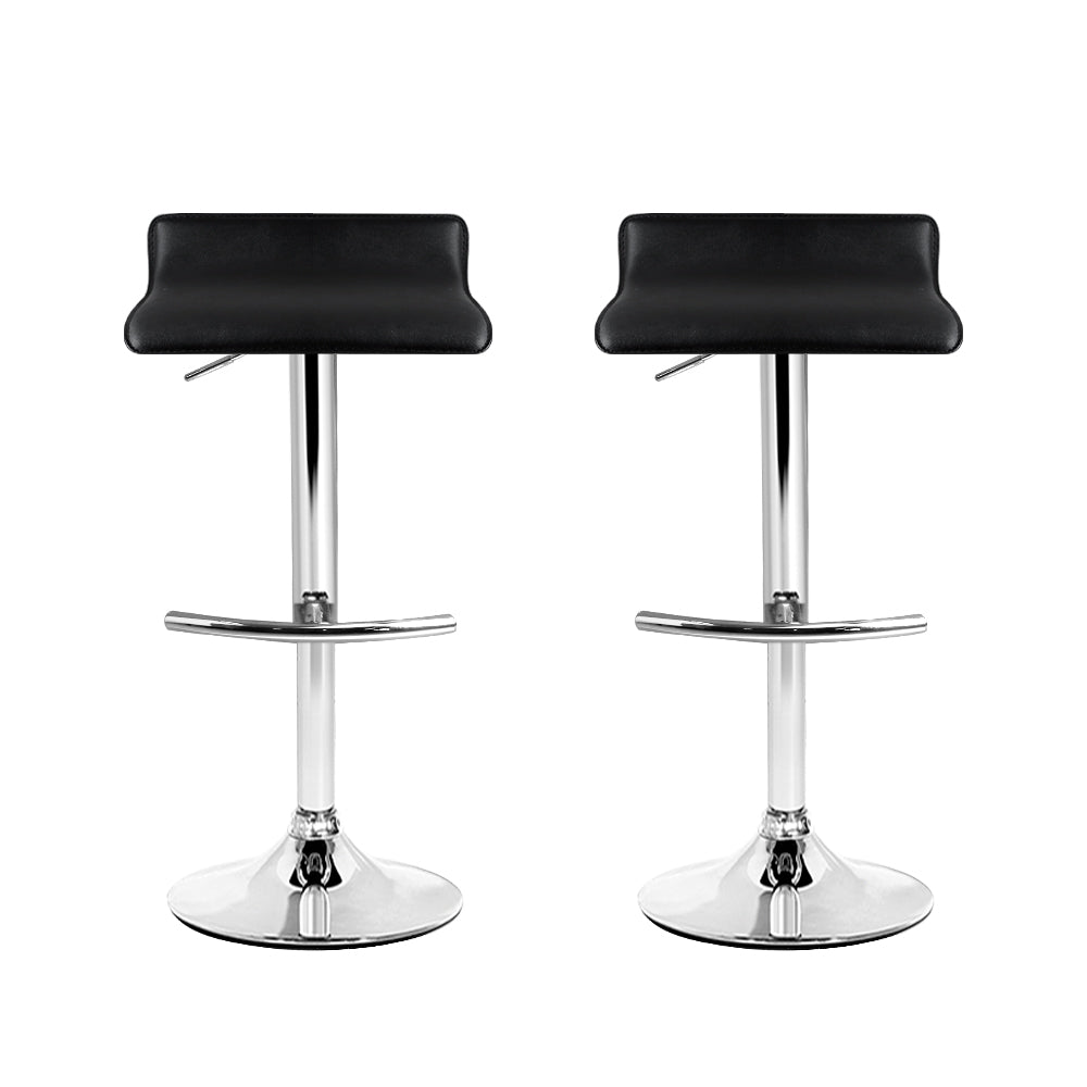 William PU Leather Counter Stool - Black (Set of 2)