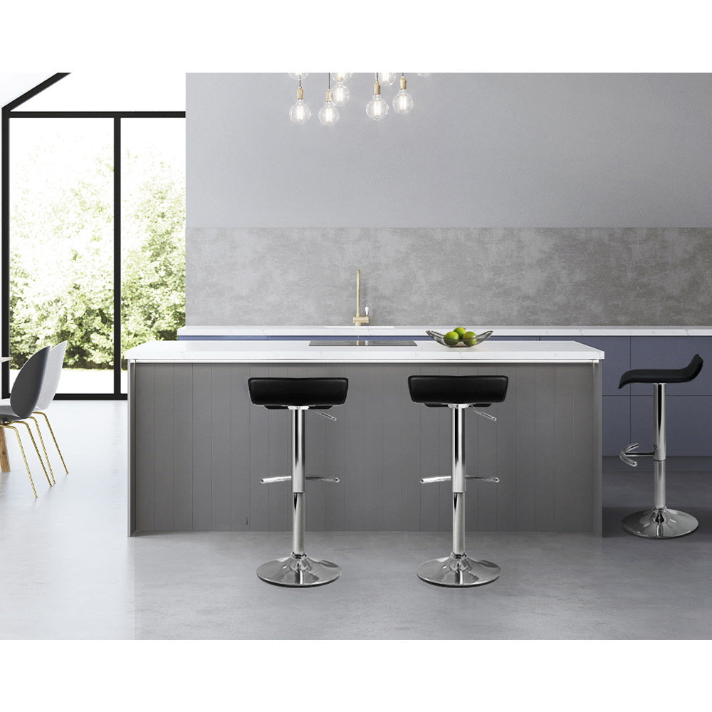 William PU Leather Counter Stool - Black (Set of 2)