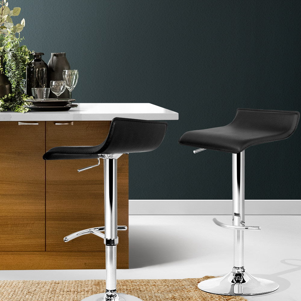 William PU Leather Counter Stool - Black (Set of 2)