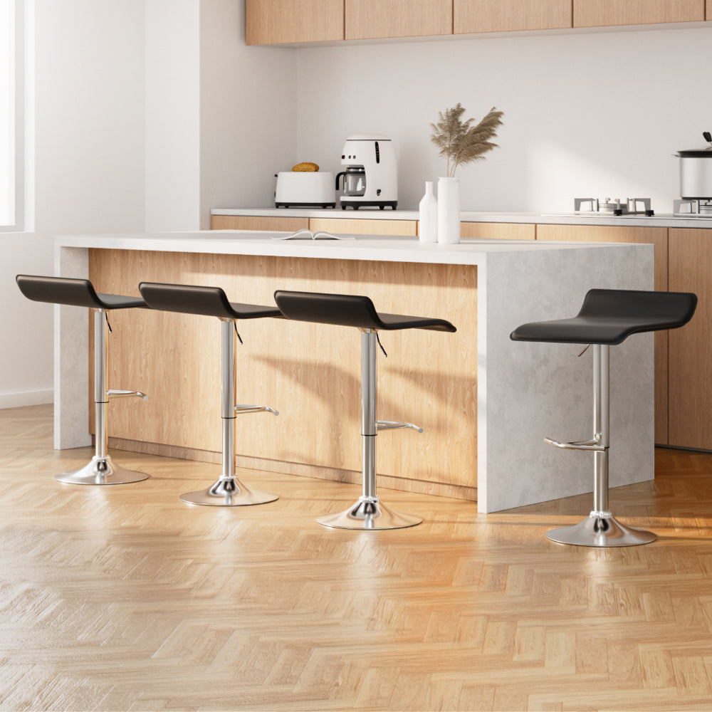 William PU Leather Counter Stool - Black (Set of 4)