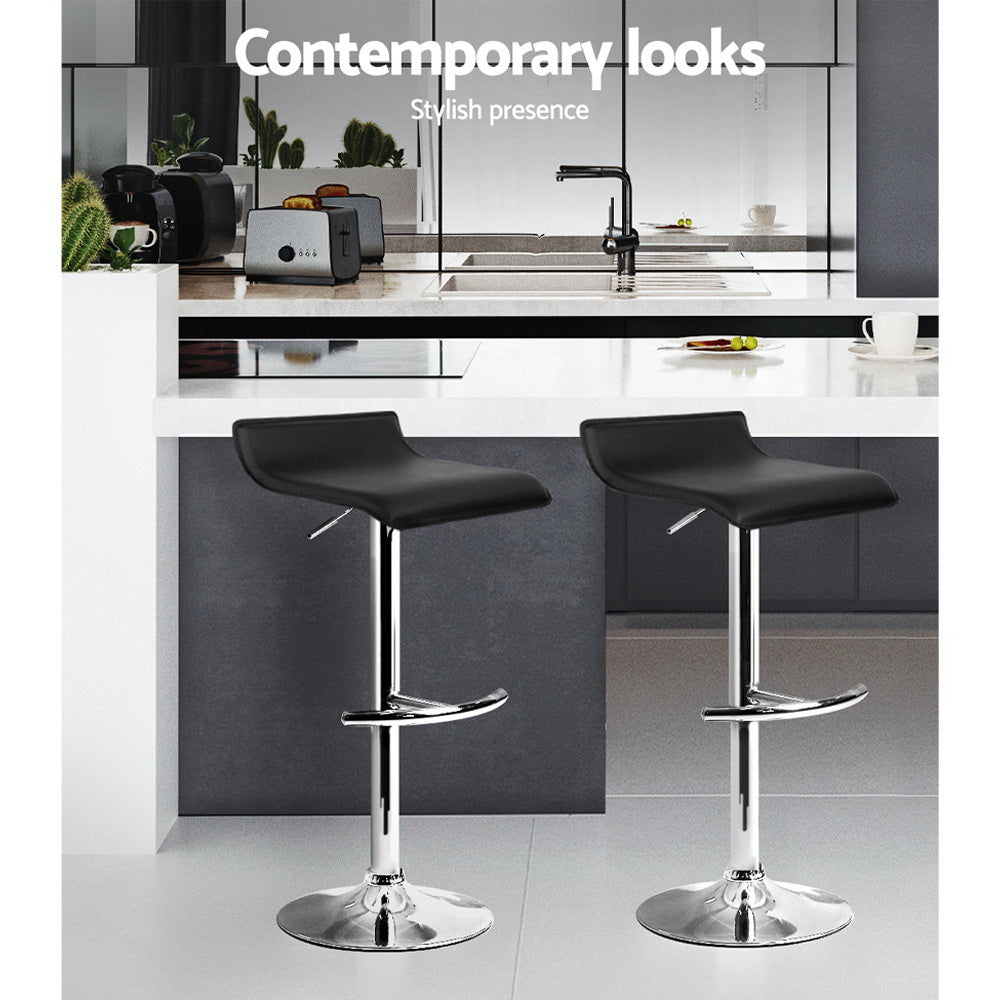 William PU Leather Counter Stool - Black (Set of 4)