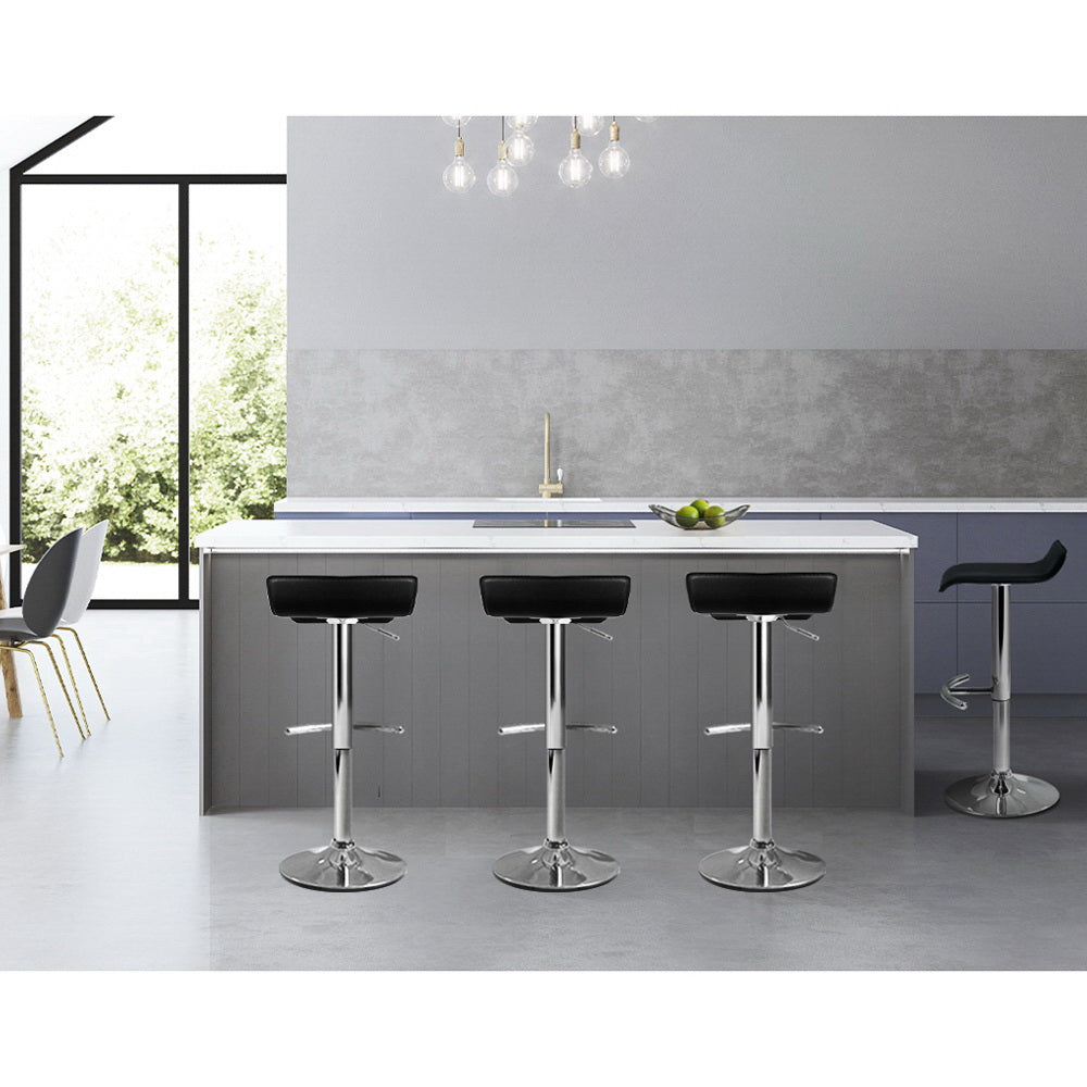 William PU Leather Counter Stool - Black (Set of 4)