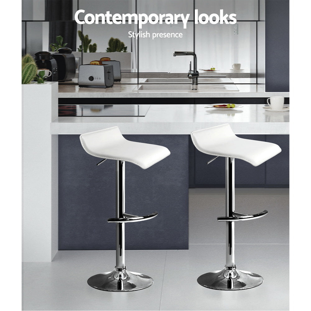 William PU Leather Counter Stool - White (Set of 2)