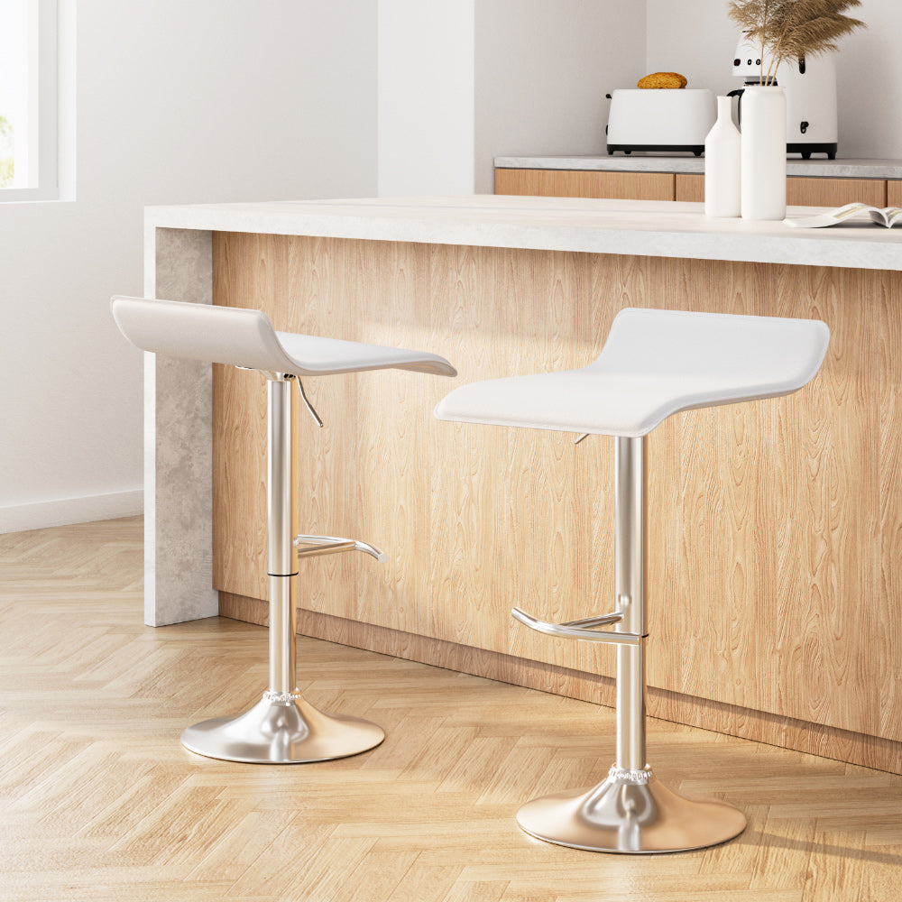 William PU Leather Counter Stool - White (Set of 2)