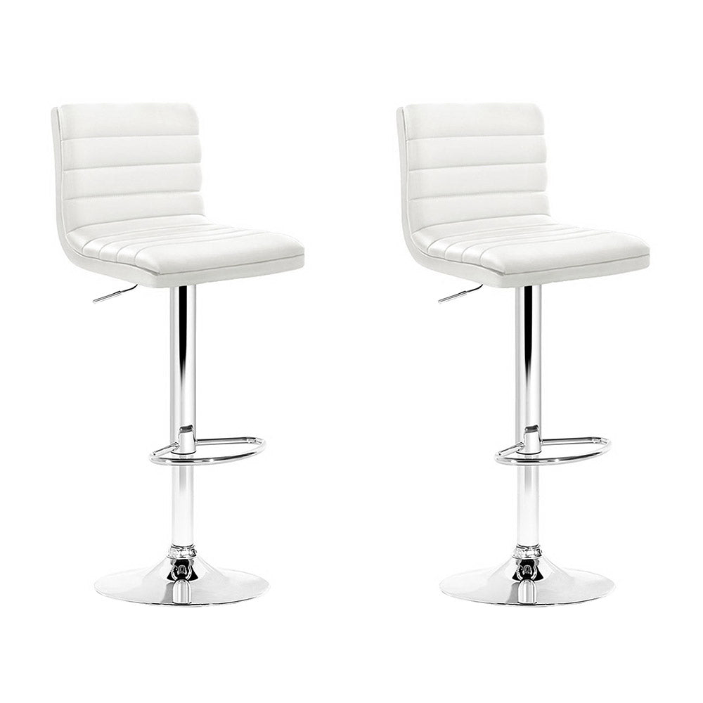 Louis PU Leather Counter Stool - White (Set of 2)