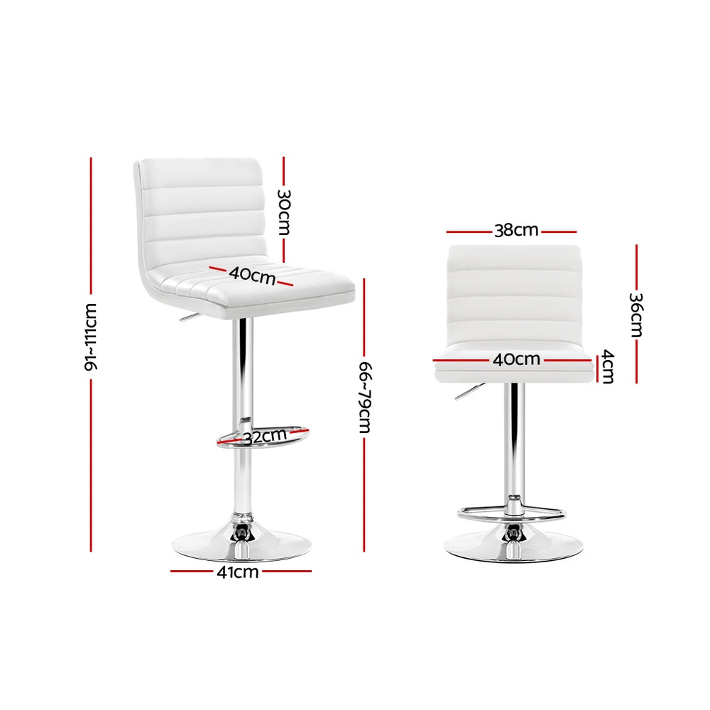 Louis PU Leather Counter Stool - White (Set of 2)