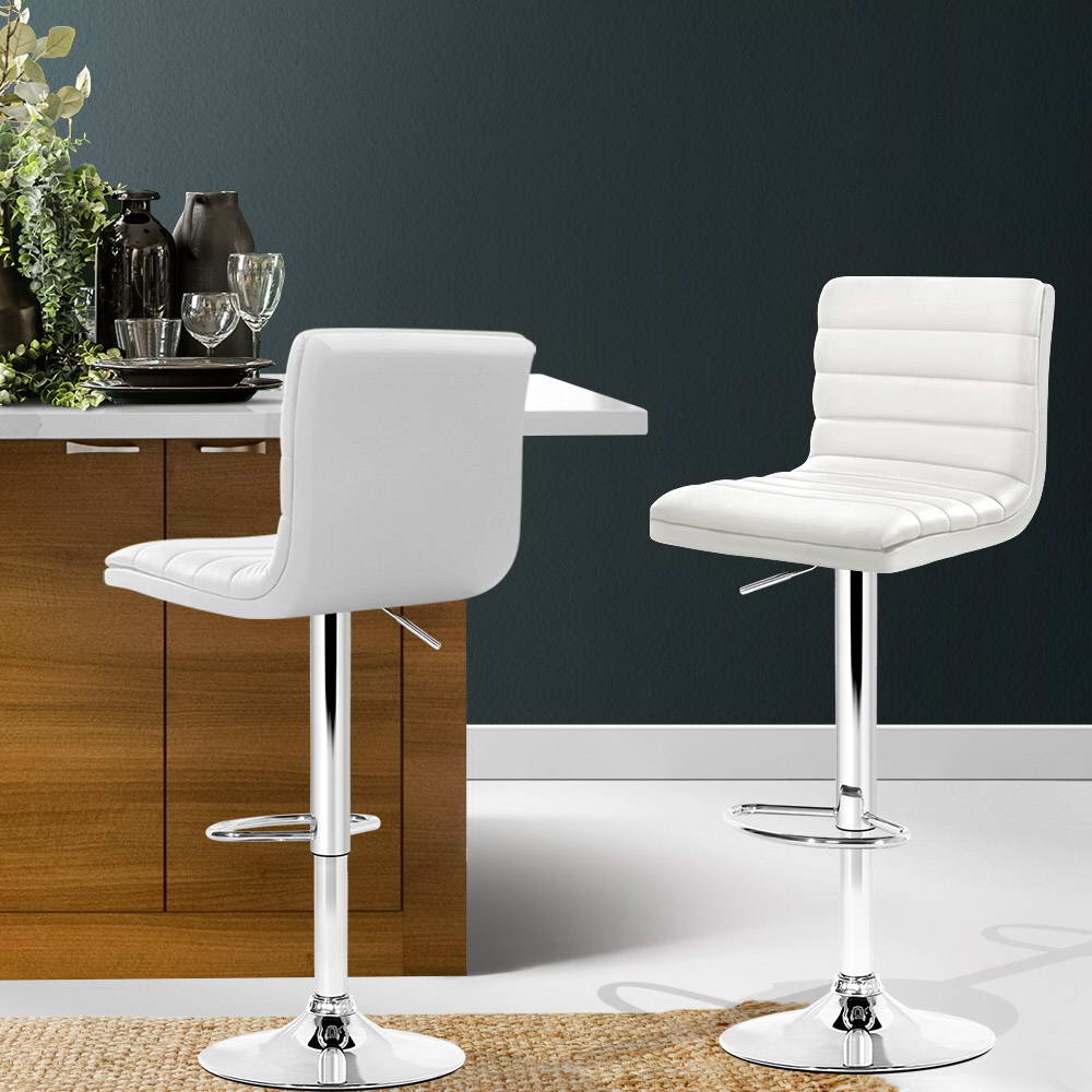 Louis PU Leather Counter Stool - White (Set of 2)