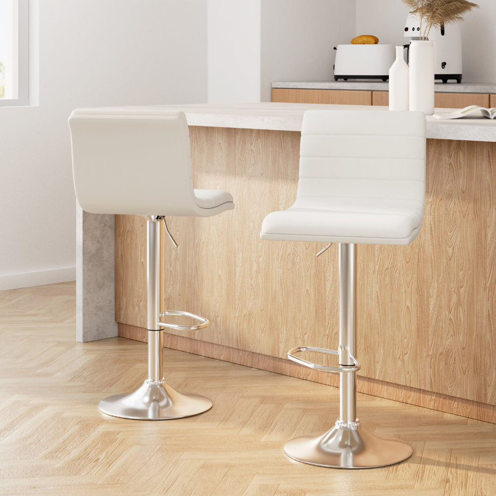 Louis PU Leather Counter Stool - White (Set of 2)