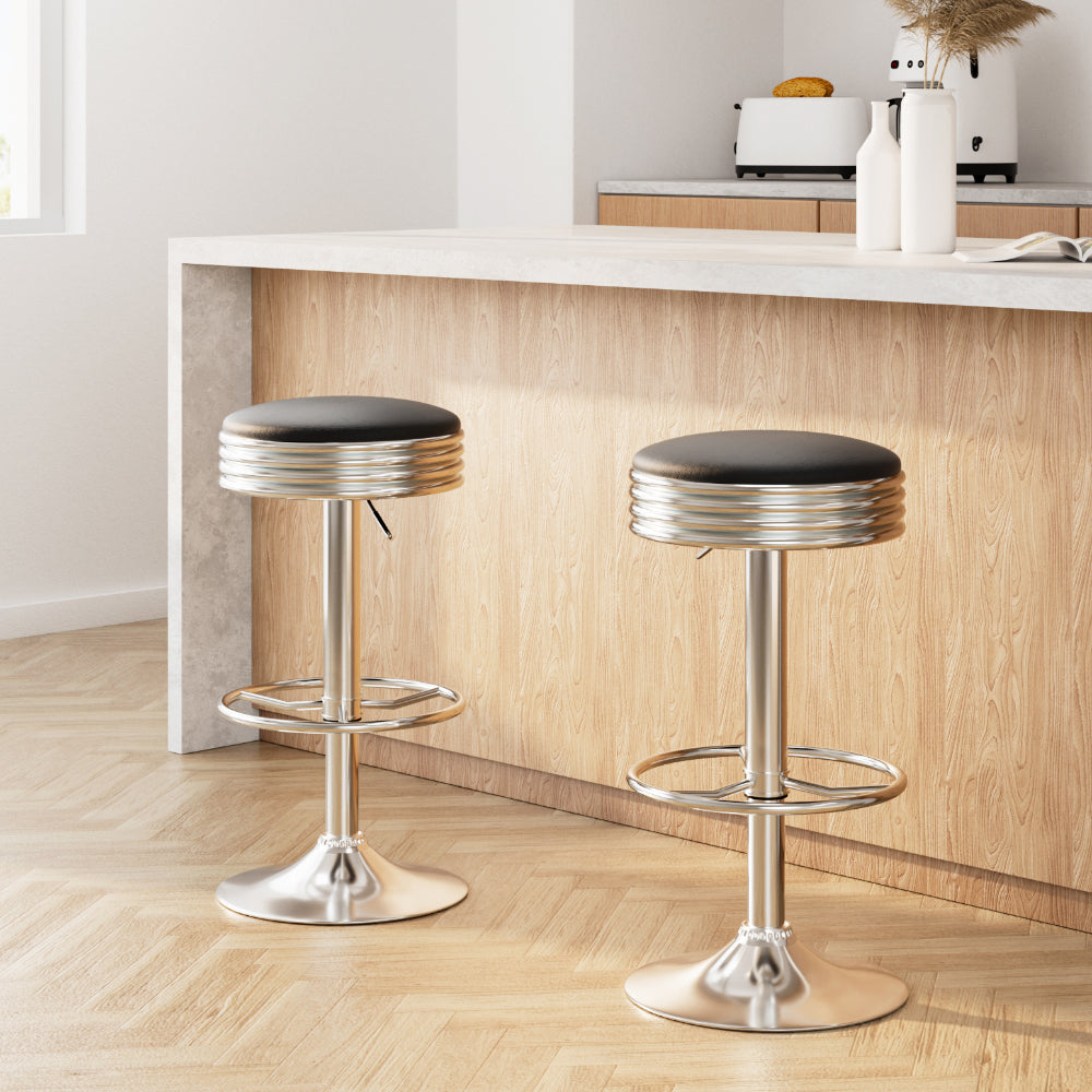 Thomas PU Leather Counter Stool - Black (Set of 2)