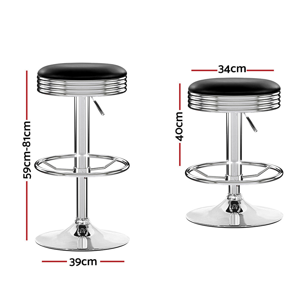 Thomas PU Leather Counter Stool - Black (Set of 2)