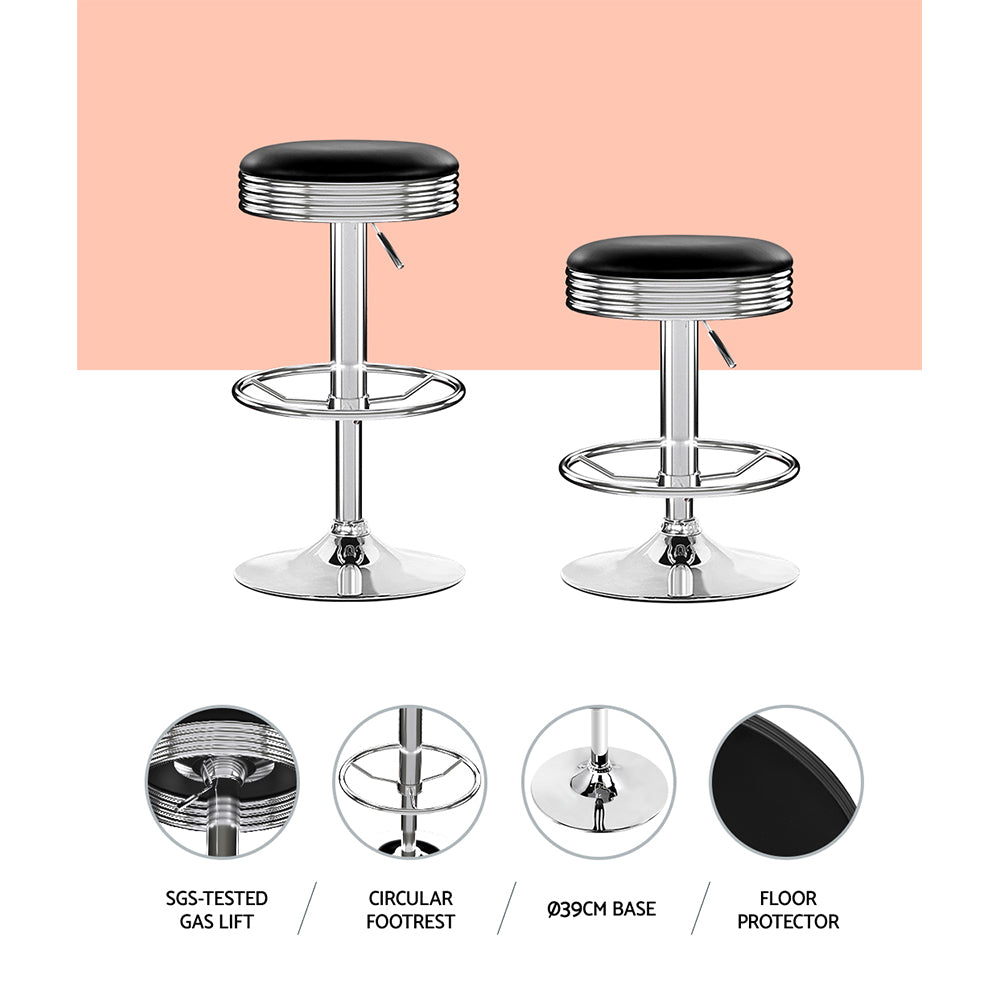Thomas PU Leather Counter Stool - Black (Set of 2)