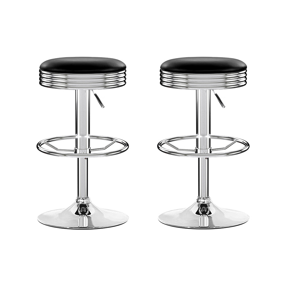 Thomas PU Leather Counter Stool - Black (Set of 2)