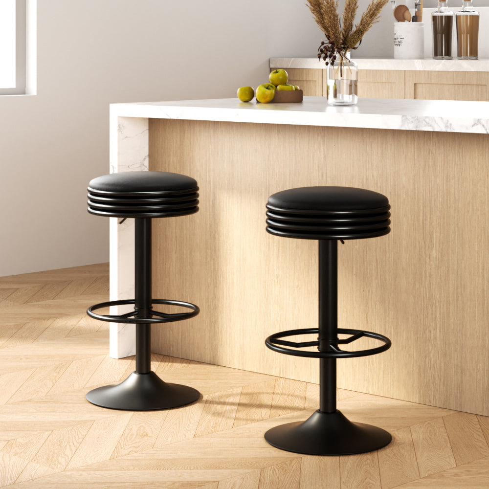 Esme PU Leather Counter Stool - Black (Set of 2)