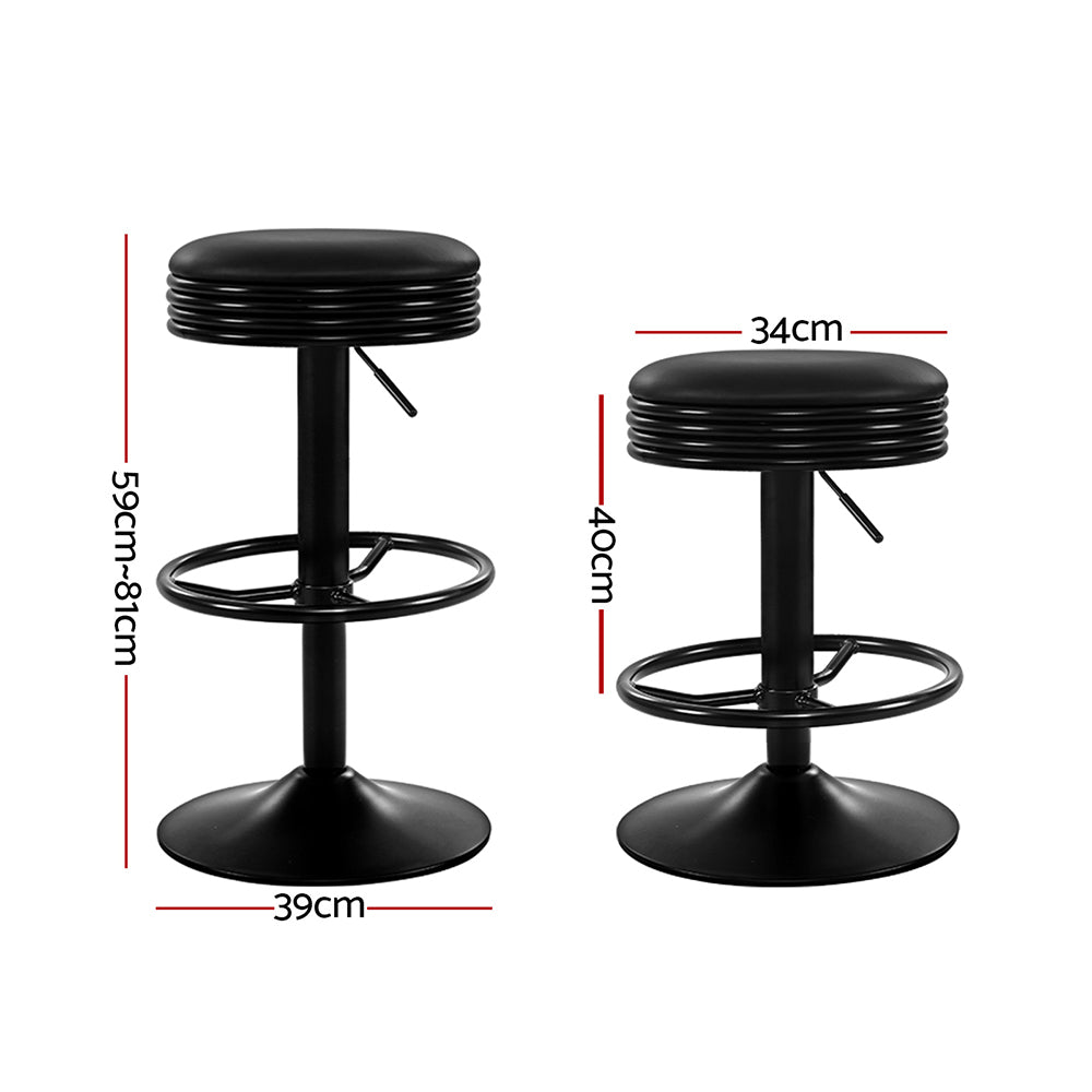 Esme PU Leather Counter Stool - Black (Set of 2)