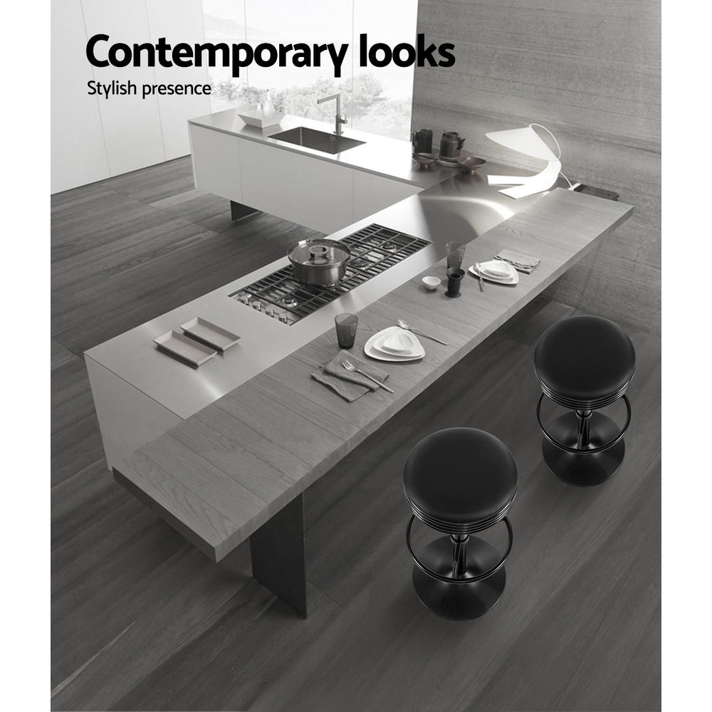 Esme PU Leather Counter Stool - Black (Set of 2)