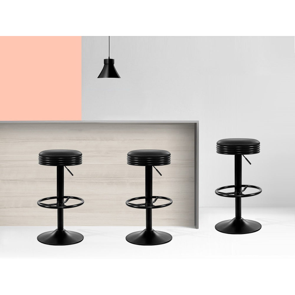 Esme PU Leather Counter Stool - Black (Set of 2)