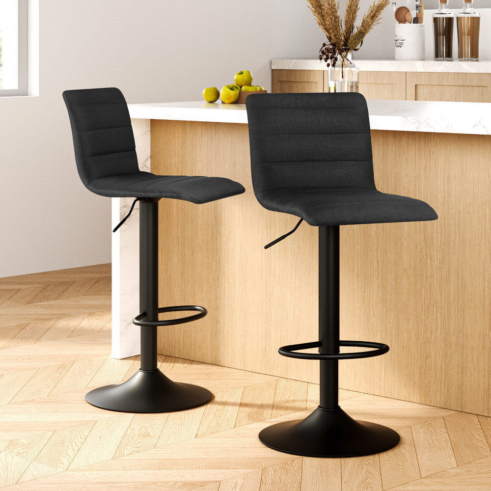 Zachary Fabric Counter Stool - Black (Set of 2)