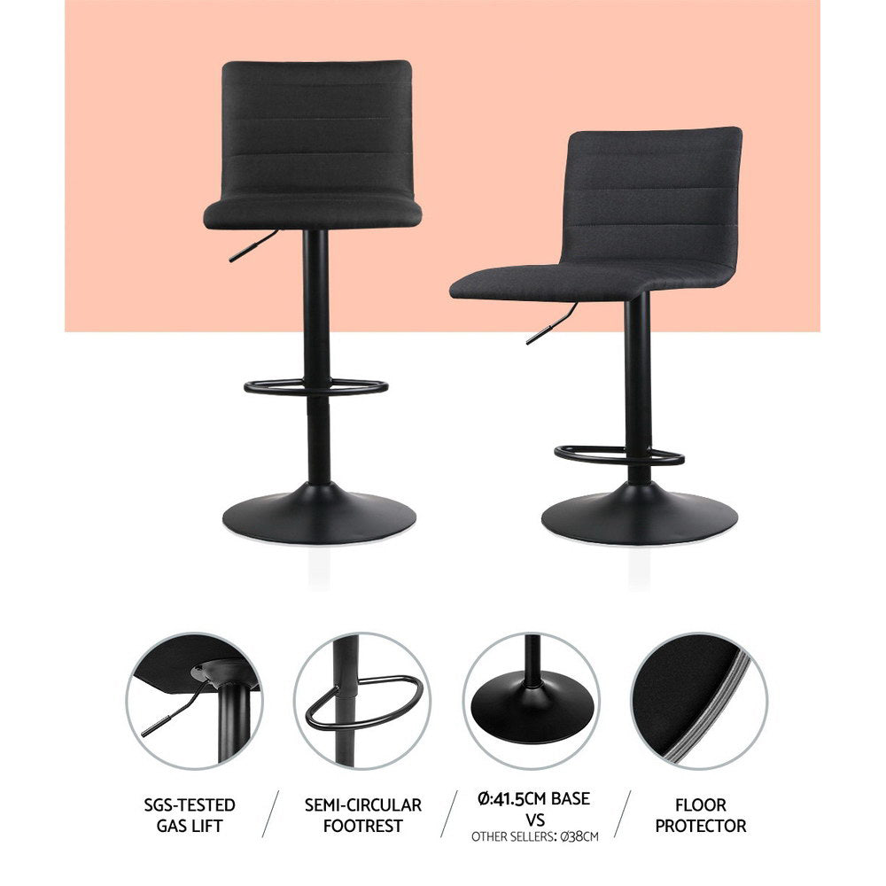 Zachary Fabric Counter Stool - Black (Set of 2)