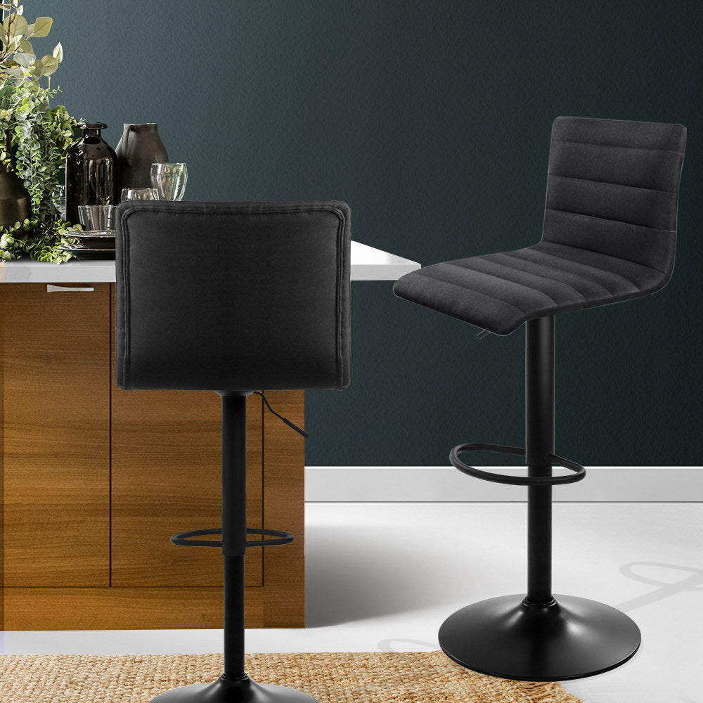 Zachary Fabric Counter Stool - Black (Set of 2)