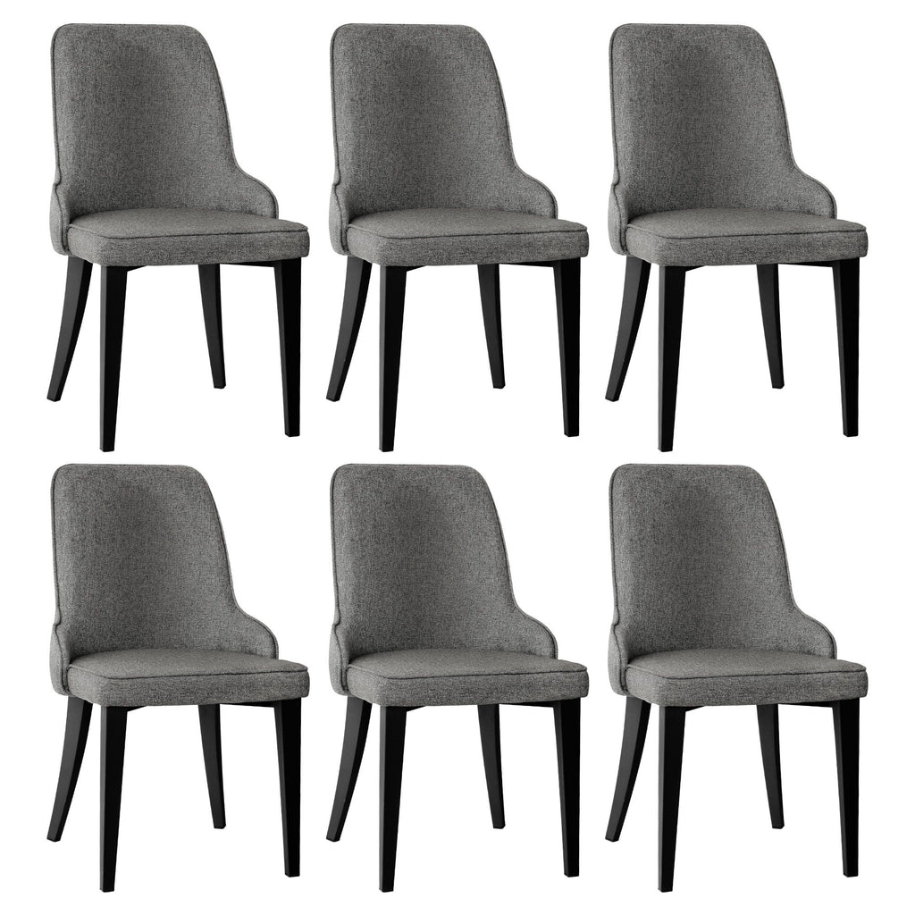 Sienna Linen Dining Chair - Grey (Set of 6)