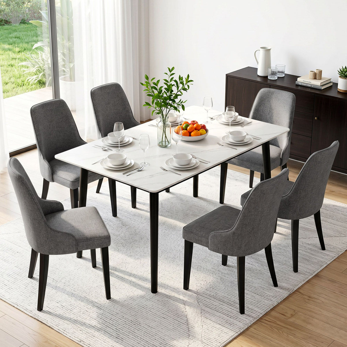 Sienna Linen Dining Chair - Grey (Set of 6)
