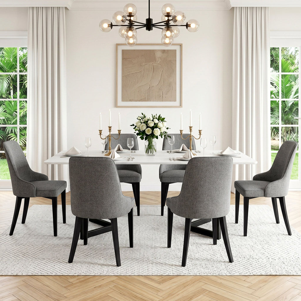 Sienna Linen Dining Chair - Grey (Set of 6)