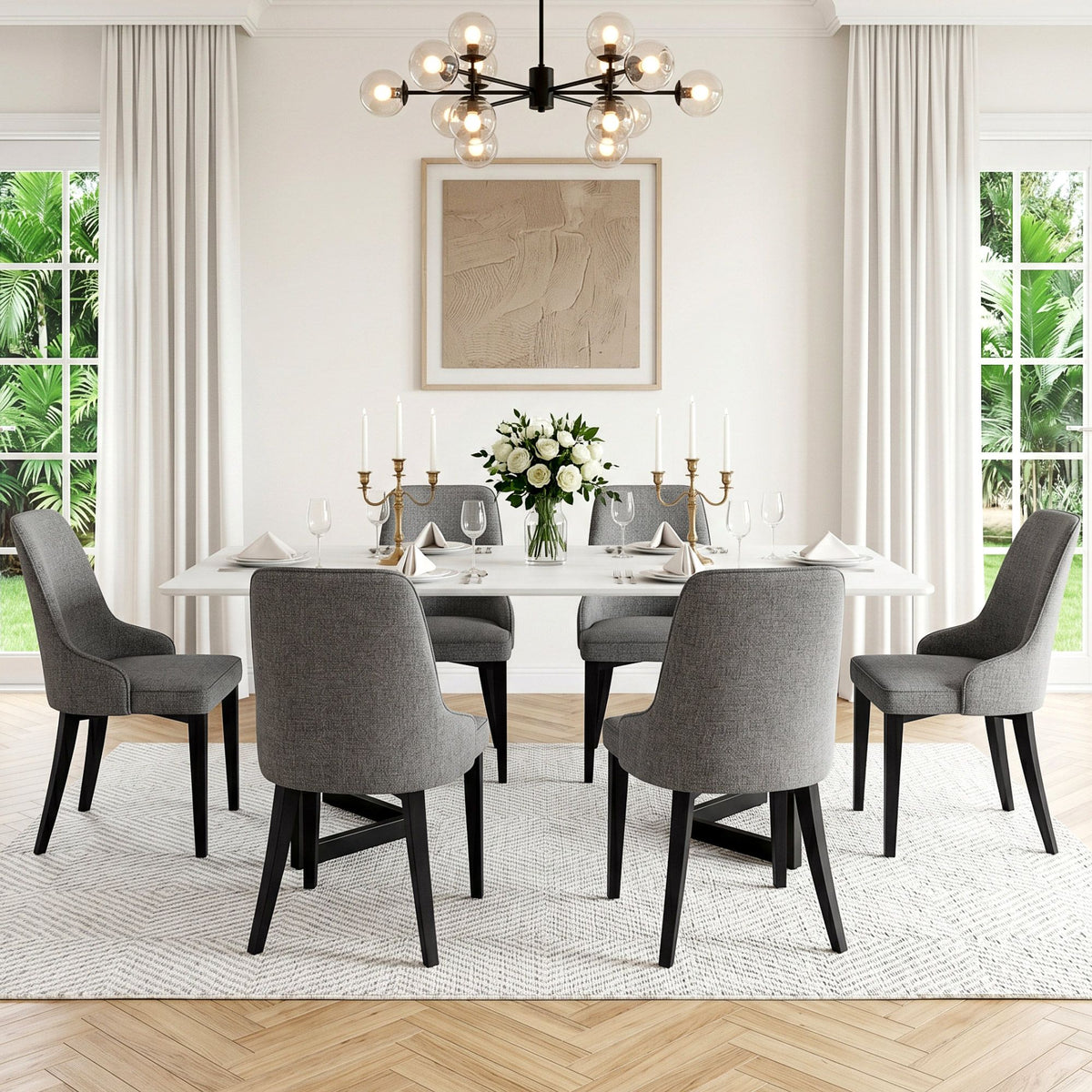 Sienna Linen Dining Chair - Grey (Set of 6)