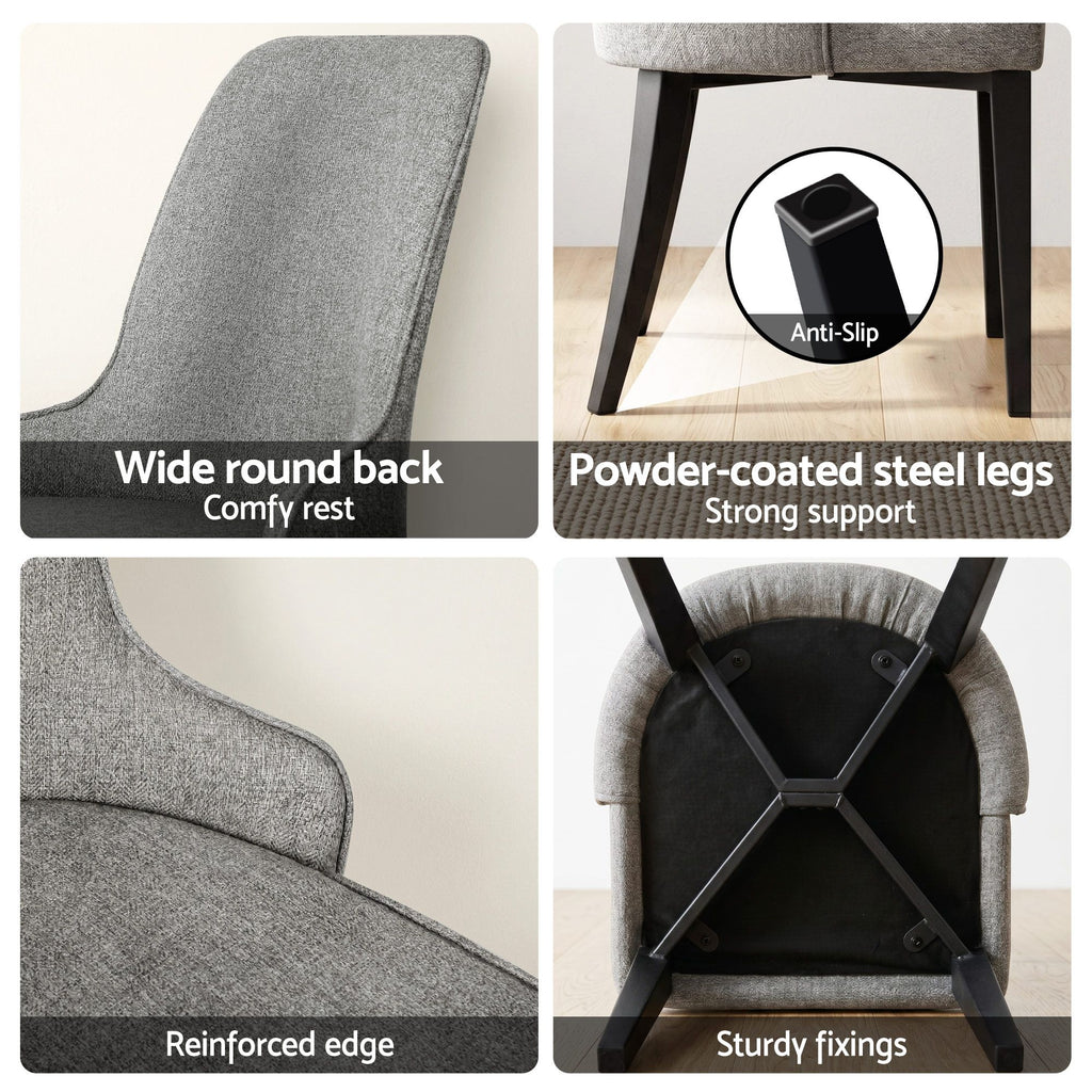 Sienna Linen Dining Chair - Grey (Set of 6)