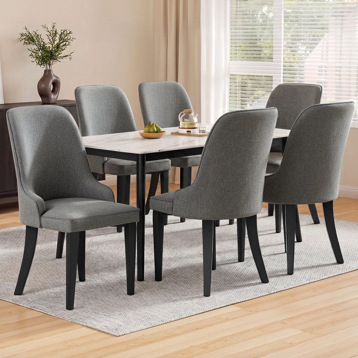 Sienna Linen Dining Chair - Grey (Set of 6)