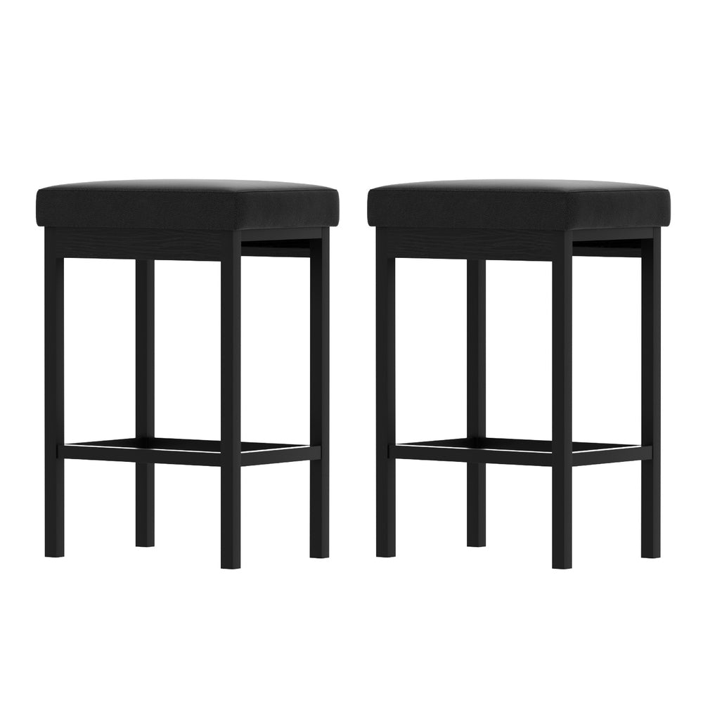 Lydia PU Leather Counter Stool - Black (Set of 2)